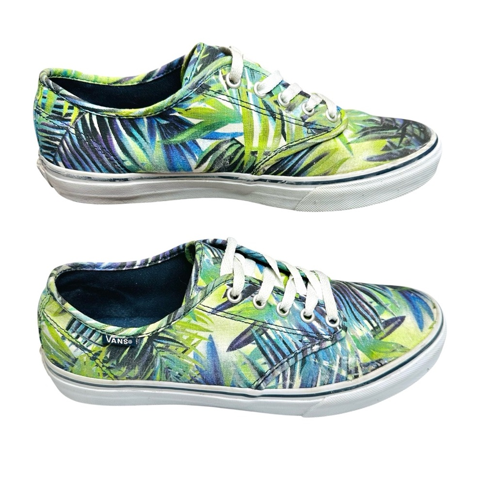 Vans Camden Women’s Tropical Palm Leaf Print Canvas Sneakers Green Blue Size 10 - Picture 4 of 11